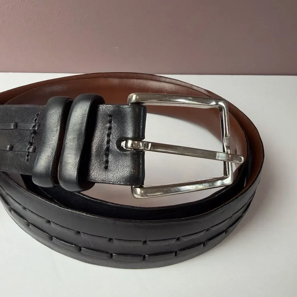 Torino Black Leather Aniline Kipskin Shoulder Men’s Belt Size 38 #61410